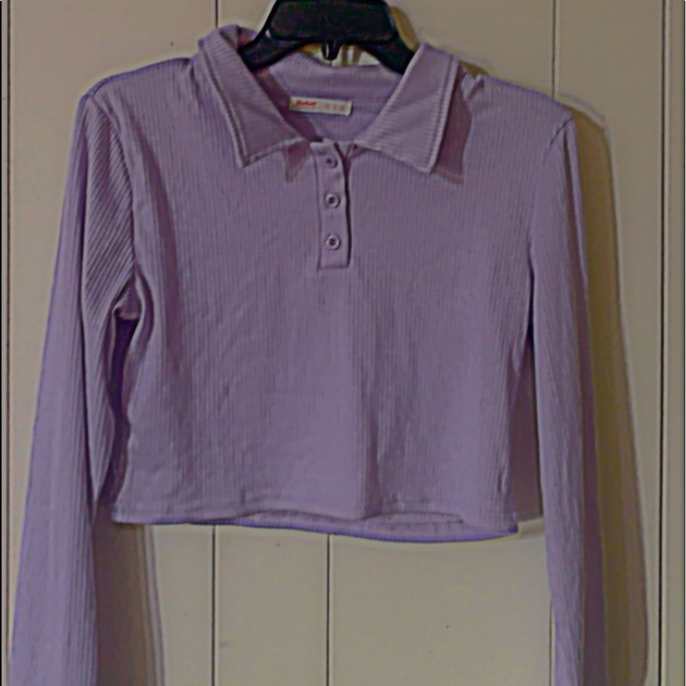 Long Sleeve Polo Style Crop